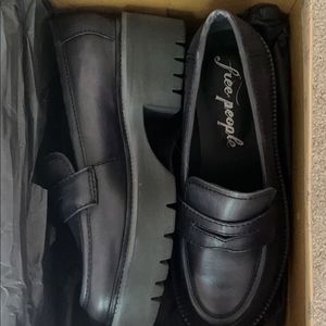 Free People Decker Leather Penny Loafers PLATFORM